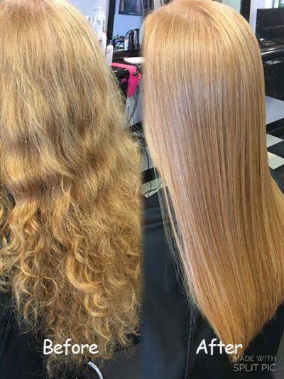 Before and After keratin treatment hair photo