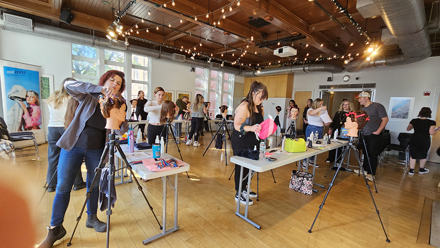 Hands-on workshop training session with hair stylist DJ Muldoon